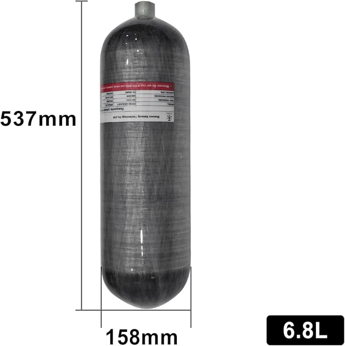 In Stock 4500psi Carbon Fiber SCUBA Tank 6.8L 414Cu in 6800CC High Pressure Composite Cylinder