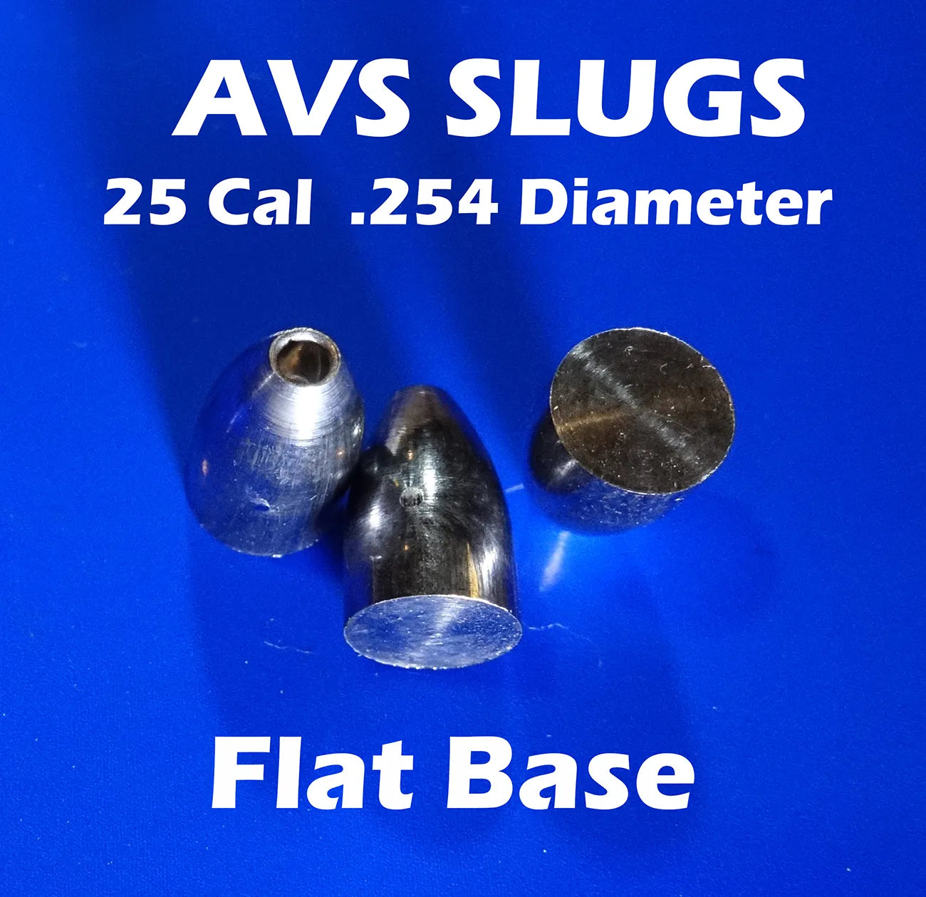 AVS .253 and .254 Diameter Boat Tail, Flat Base or Cup Base, 25 Caliber Slugs – Hollow Point (44 to 62 Grains) 100 count