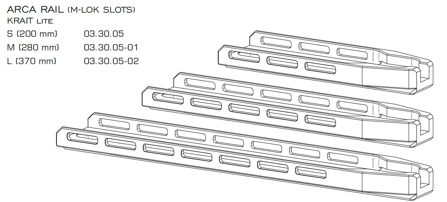 AirMaks Arms ARCA Rail With M-LOK For Krait LITE Available in 200mm, 280mm and 370mm in Stock