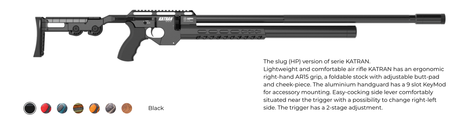 In Stock AirMaks Arms Katran X 700mm, Olive Cerakote, available in .22, .25 and .30 calibers