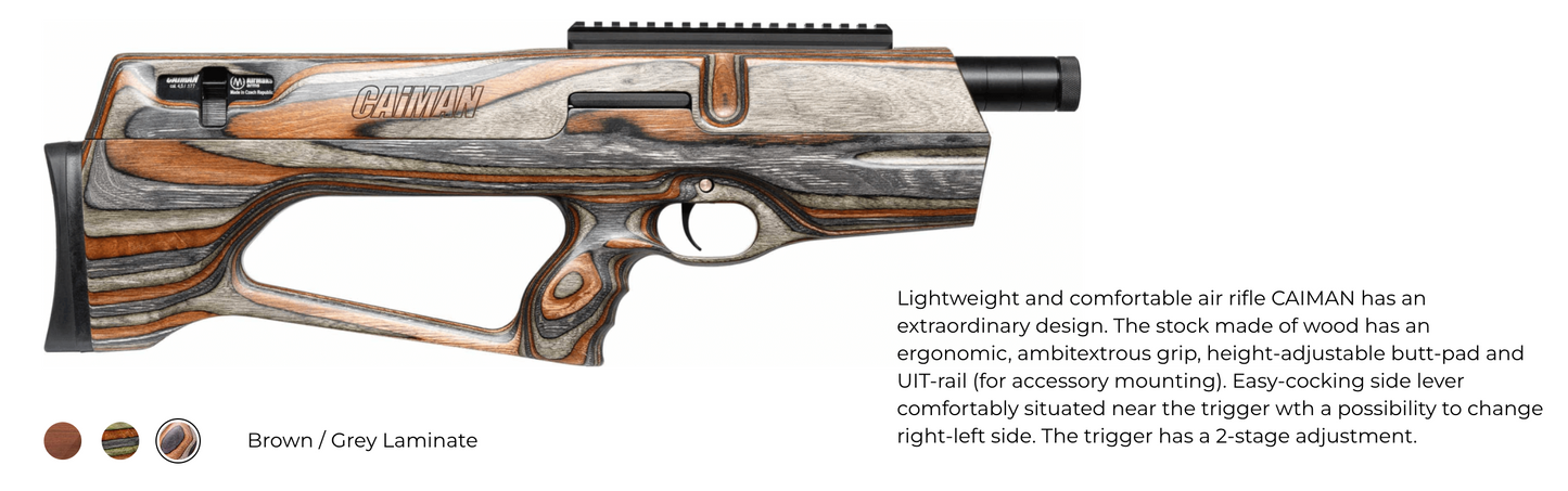 AirMaks Caiman Mk II available in .22 and .25 Caliber and with your choice of colored stocks