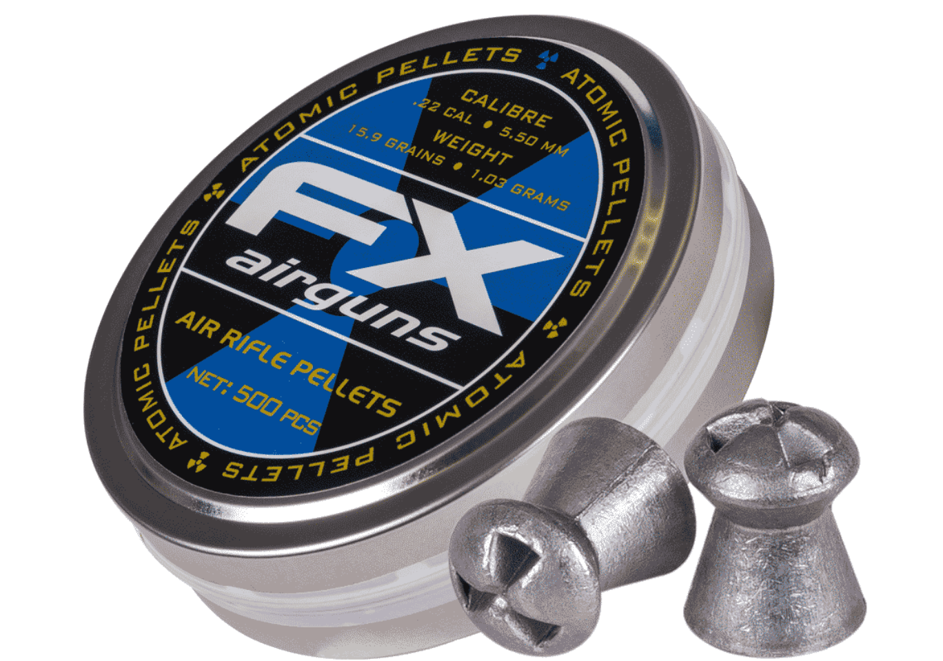 FX Atomic Pellets, .22 Cal, 15.9gr, Hollowpoint, 500 ct