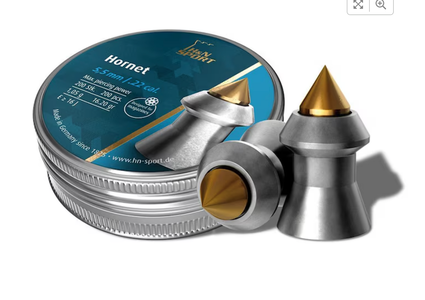 In Stock H&N Hornet Pointed Pellets, available in .22, and .25 calibers