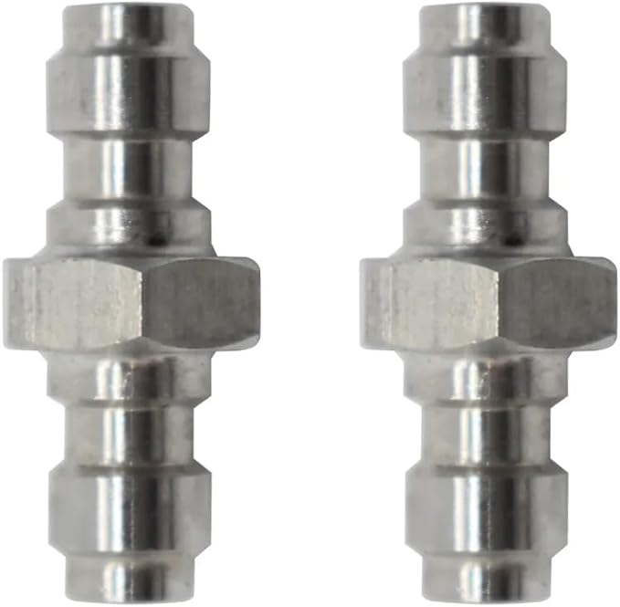 2 Pack Air Compressor 8mm Foster Quick Disconnect Plug Coupler Male to Male Adapter for PCP and High Pressure, e Gun Air Filter Tank Water-Oil Separator