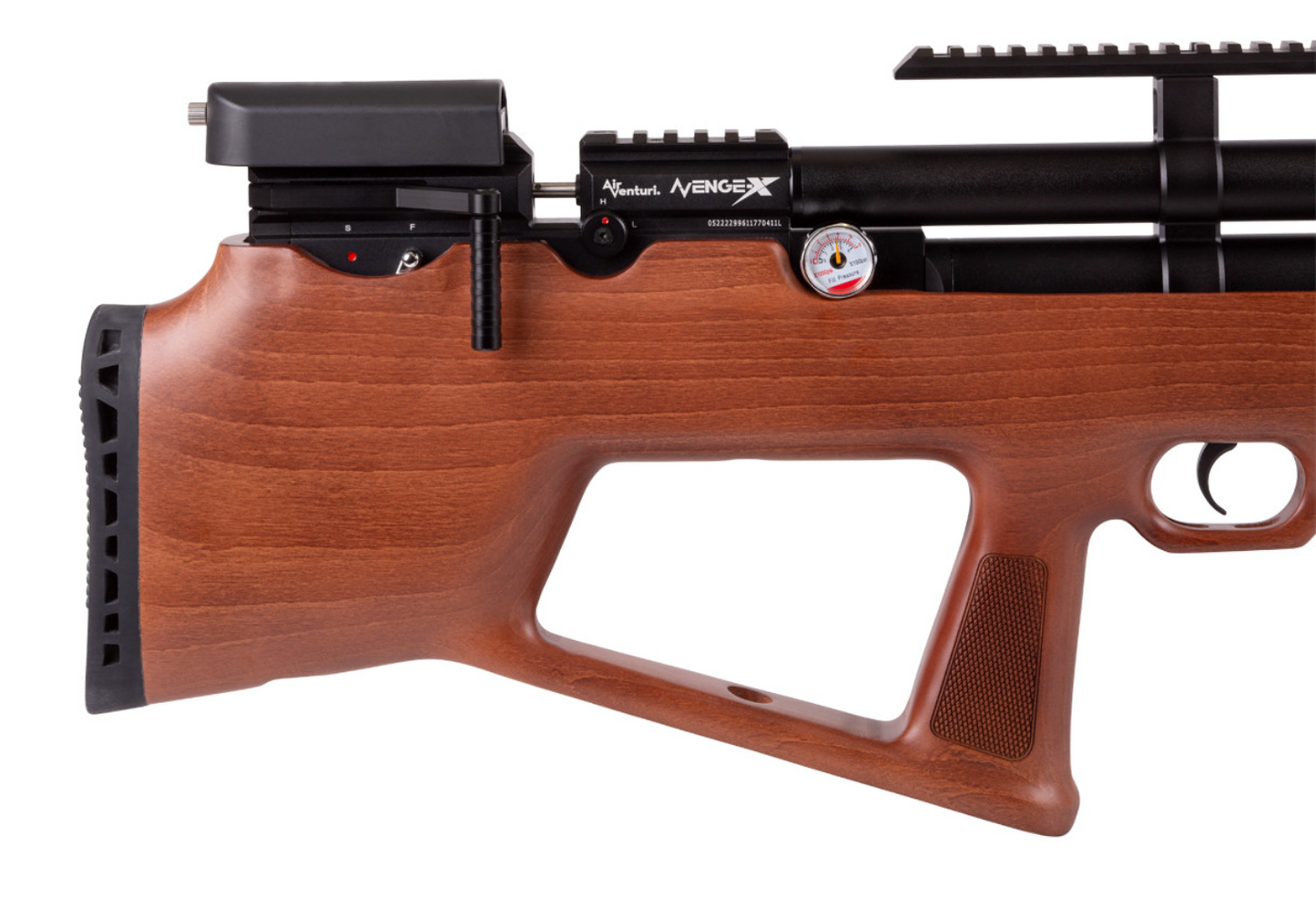 Air Venturi Avenge-X Bullpup, Wood Stock, Regulated, available in .177, .22 and .25