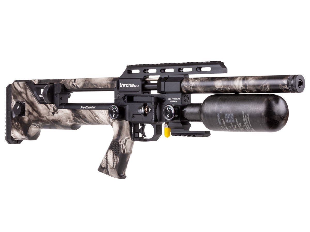 Reximex Throne Gen2 Compact PCP Air Rifle in .22 and .25 Calibers, Available in Black and Skull Compact