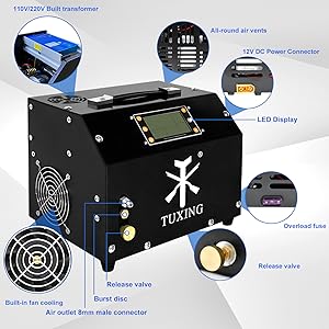 In Stock Tuxing 4500 psi 4500 psi PCP Compressor that runs on AC as well as car battery