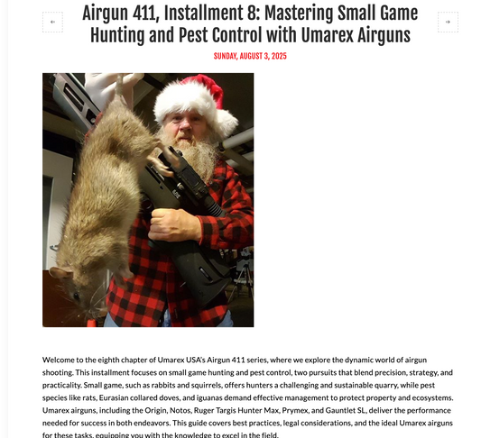 Airgun 411, Installment 8: Mastering Small Game Hunting and Pest Control with Umarex Airguns