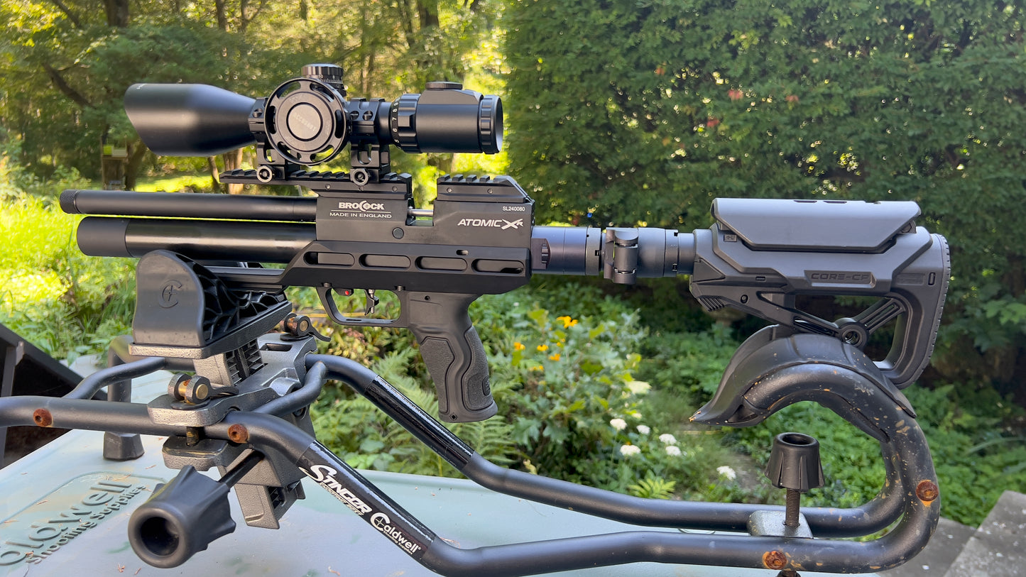 Upgraded Brocock Atomic XR .Available in .177, .22,  .25 calibers with Folding Stock and Precision Micro Hammer Adjuster