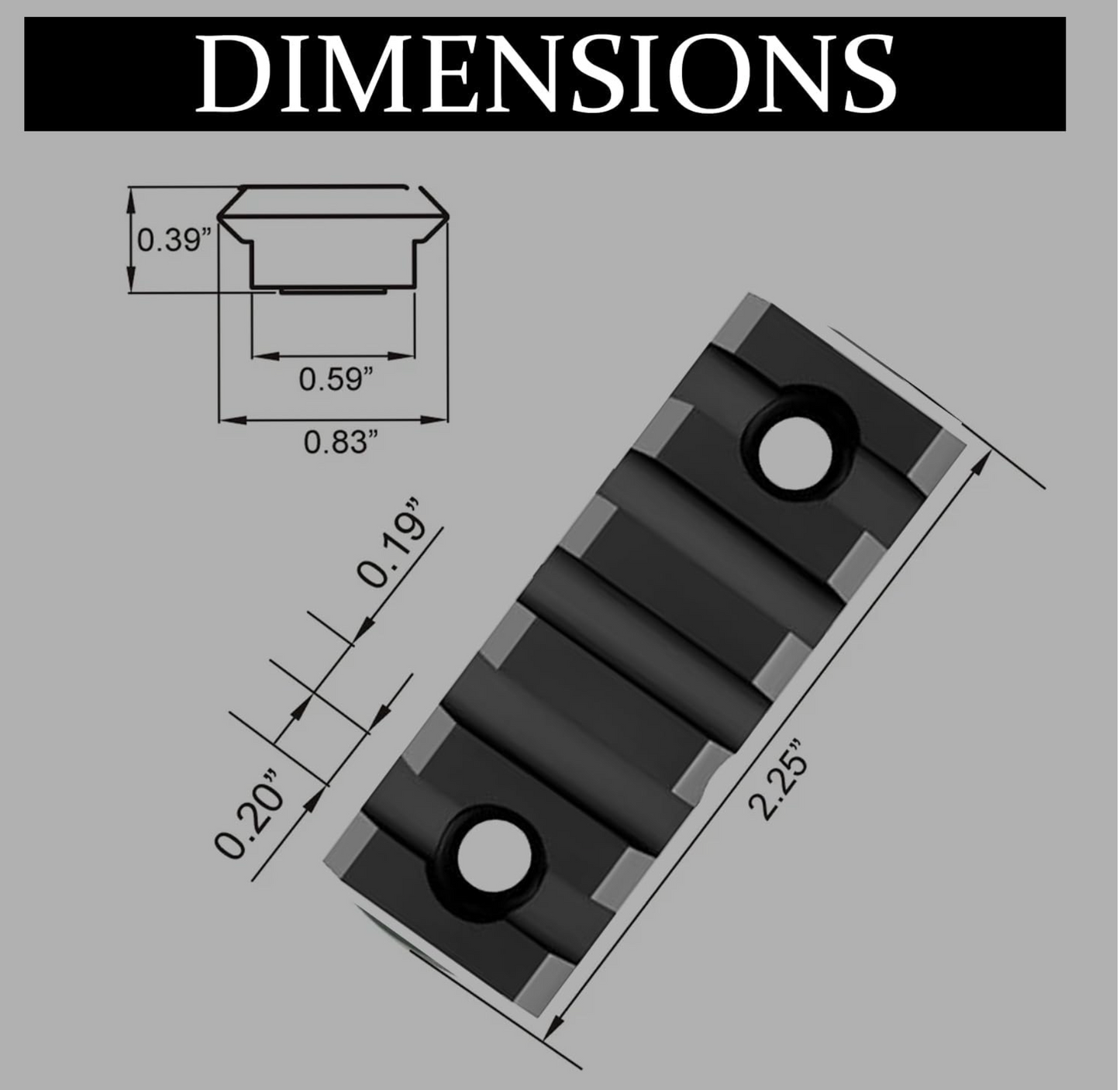 Gotical 5 Slots Aluminum KeyMod Picatinny Rail Section Includes 2 Rails