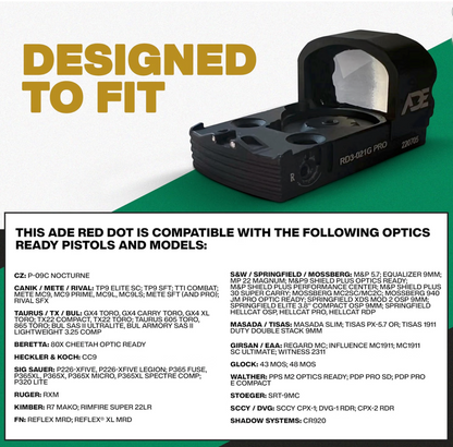 ADE RD3-021-PRO NUWA-PRO Motion Awake Green Reticle Dot Reflex Sight