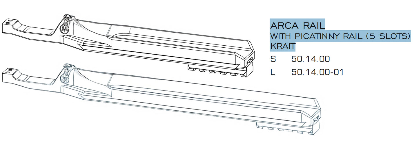 AirMaks Arms ARCA rail with Picatinny Rail (5 slots) KRAIT available in Long or Short