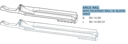 AirMaks Arms ARCA rail with Picatinny Rail (5 slots) KRAIT available in Long or Short