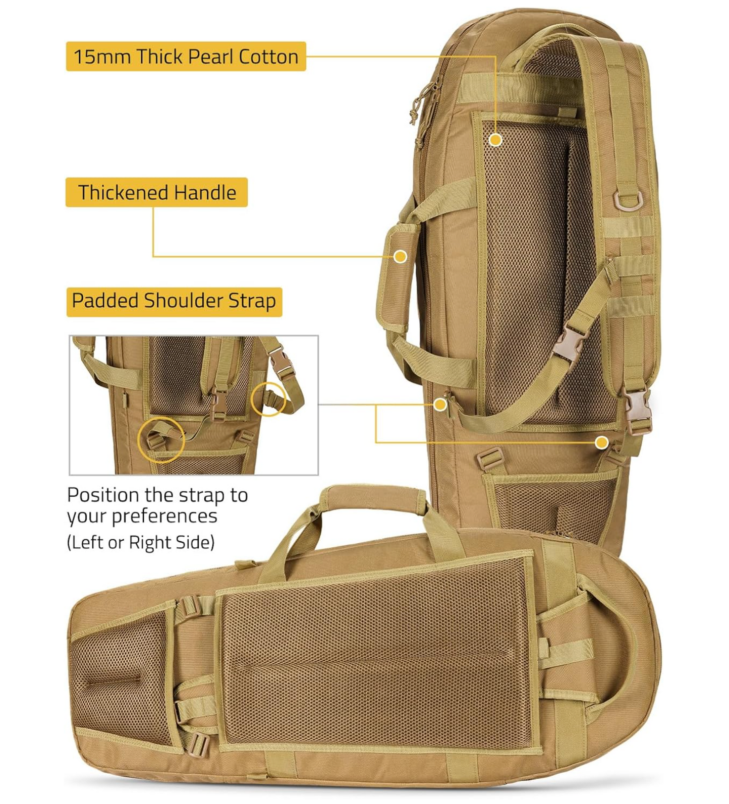CVLIFE 30'' Soft Rifle Case, Tactical Rifle or 6.8L Air Tank with Regulator Bag with Sling Backpack Bag with Padded Shoulder Strap and Lockable Zippers, Molle System