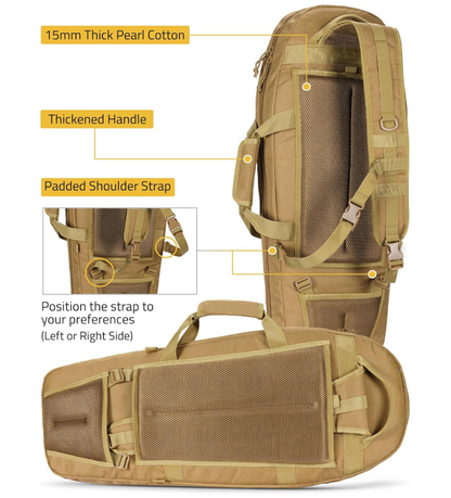 CVLIFE 30'' Soft Rifle Case, Tactical Rifle or 6.8L Air Tank with Regulator Bag with Sling Backpack Bag with Padded Shoulder Strap and Lockable Zippers, Molle System