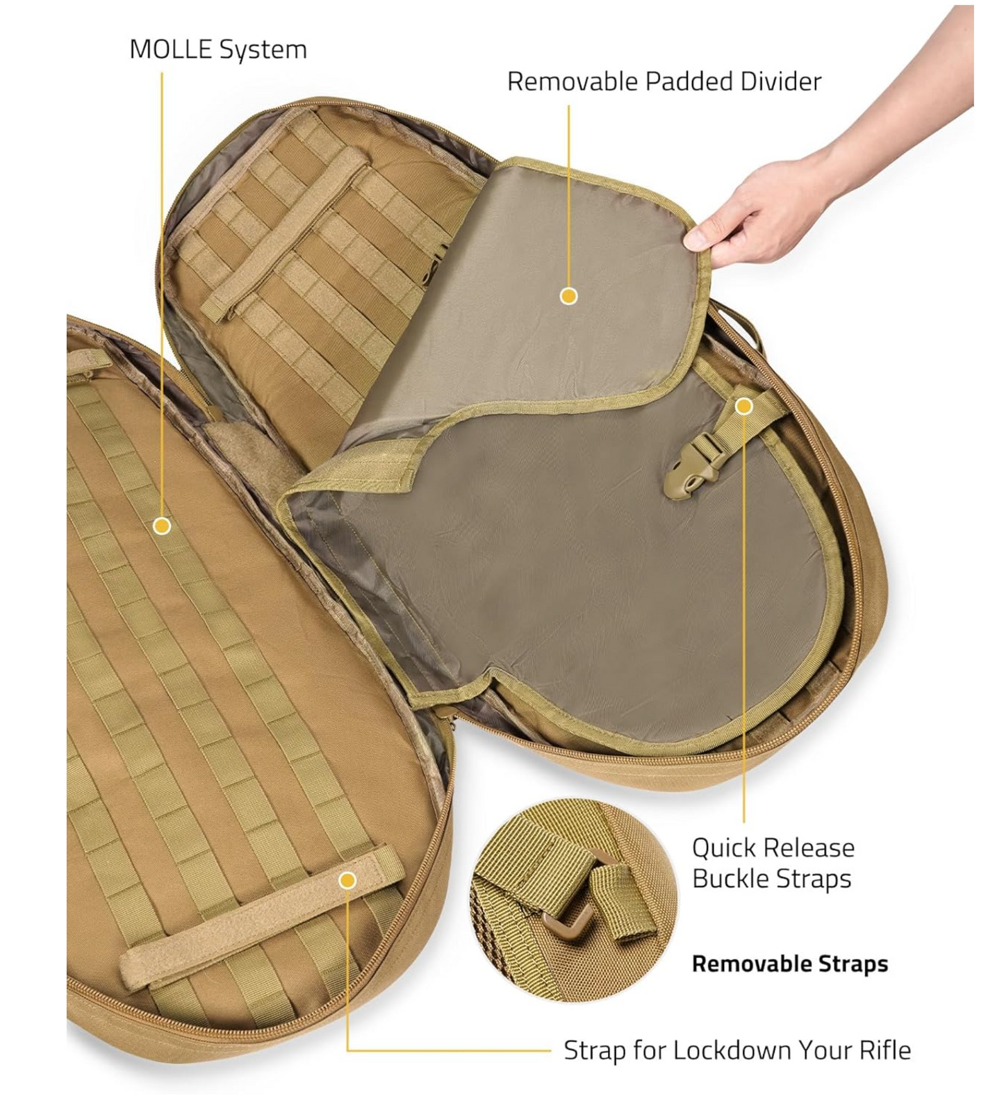 CVLIFE 30'' Soft Rifle Case, Tactical Rifle or 6.8L Air Tank with Regulator Bag with Sling Backpack Bag with Padded Shoulder Strap and Lockable Zippers, Molle System
