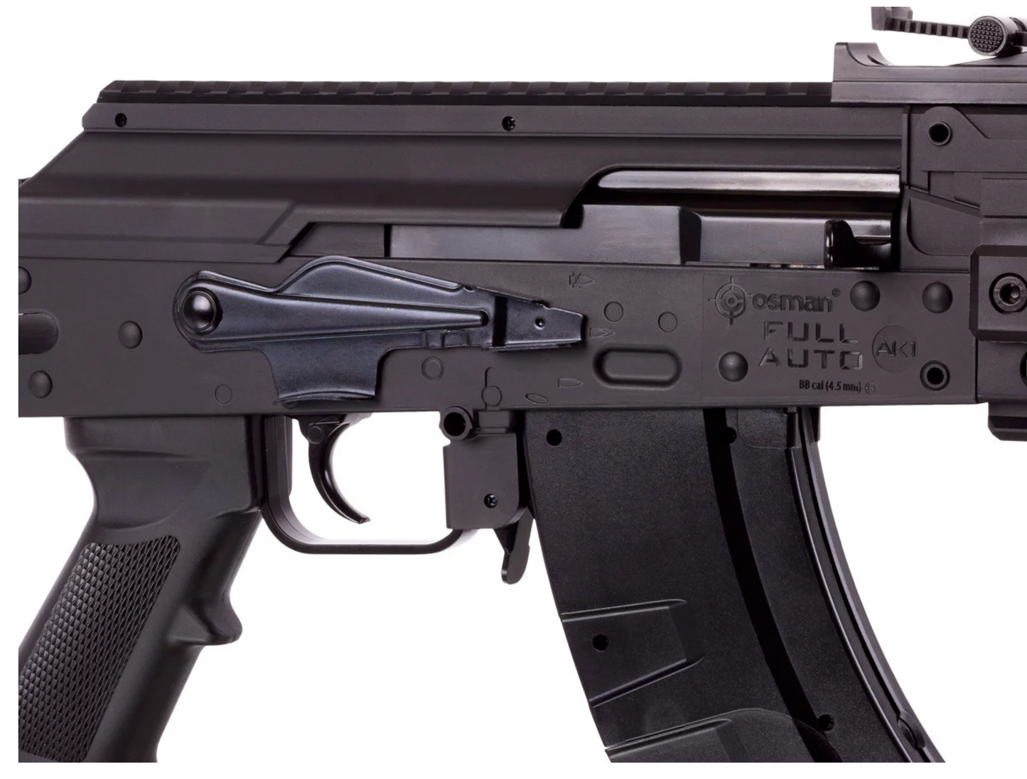 In Stock Crosman AK1 Full Auto CO2 BB Air Rifle Special Edition with Upgraded FAB Defense Core Adjustable Buttstock and Upgraded GROG Zero Degree Postal Grip and 1 Extra Magazine, Box of 44 CO2 Cartridges and 5000 Steel BBs