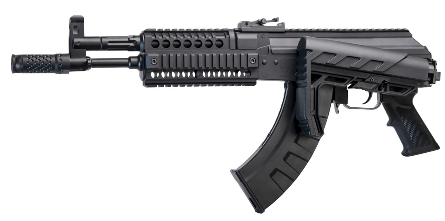 In Stock Crosman AK1 Full Auto CO2 BB Air Rifle Special Edition with Upgraded FAB Defense Core Adjustable Buttstock and Upgraded GROG Zero Degree Postal Grip and 1 Extra Magazine, Box of 44 CO2 Cartridges and 5000 Steel BBs