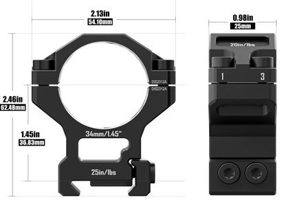 DiscoveryOpt Precision Scope Rings, Precision Pre-lapped Riflescope Mounts for Picatinny Rails 34mm Tube, 1.45" Center Height