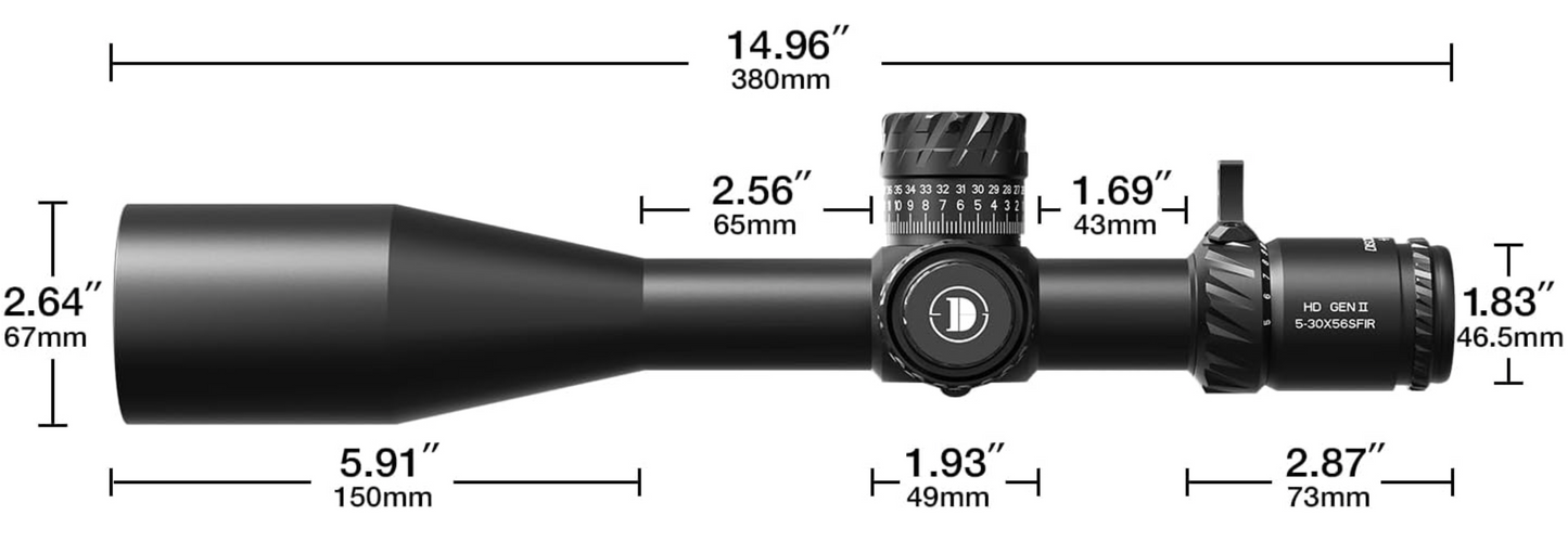 In Stock DiscoveryOpt HD 5-30x56 PRS Rifle Optics, First Focal Plane,FFP Rifle Scope,Red Illuminated Reticle,Zero Stop 34mm Tube