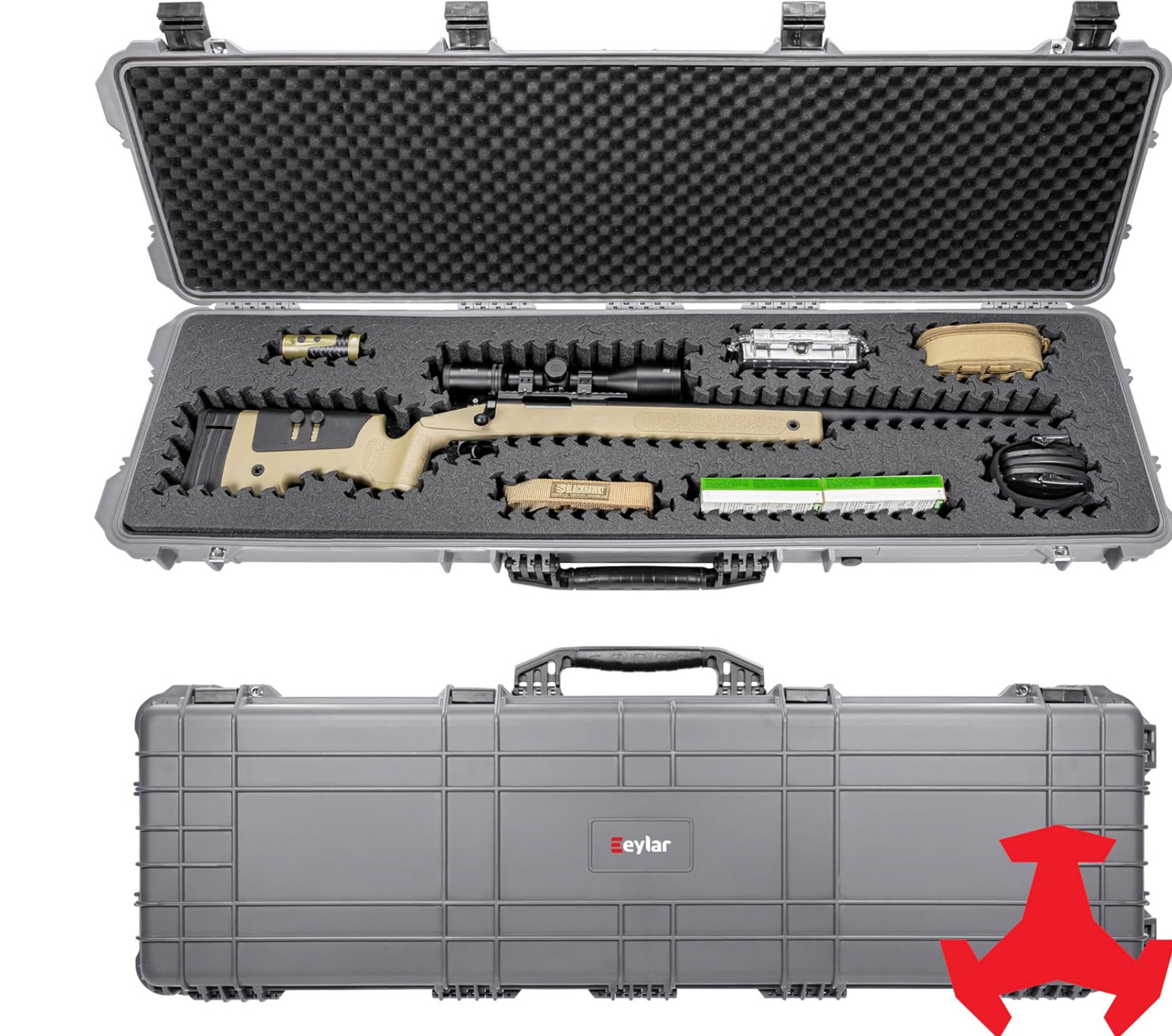 In Stock Eylar Gray 53" Hard Rifle Case Equipped w/ Ragar XP Crosslinked Foam Insert