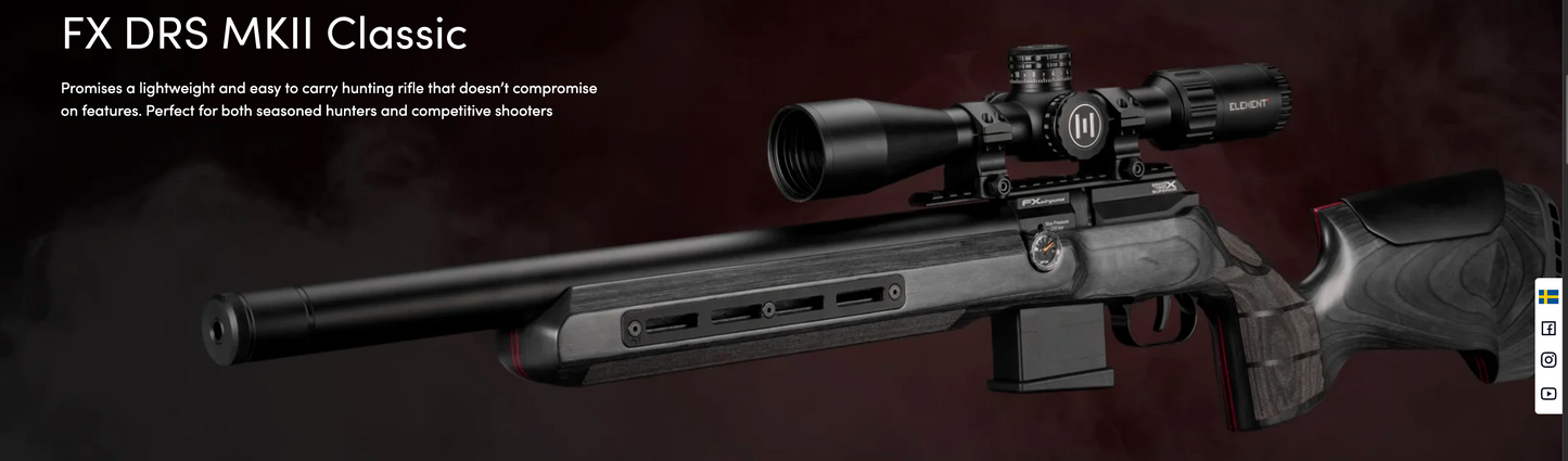 FX DRS MkII Redline Sniper, .30 caliber PCP Air Rifle DR2-760333-022-00