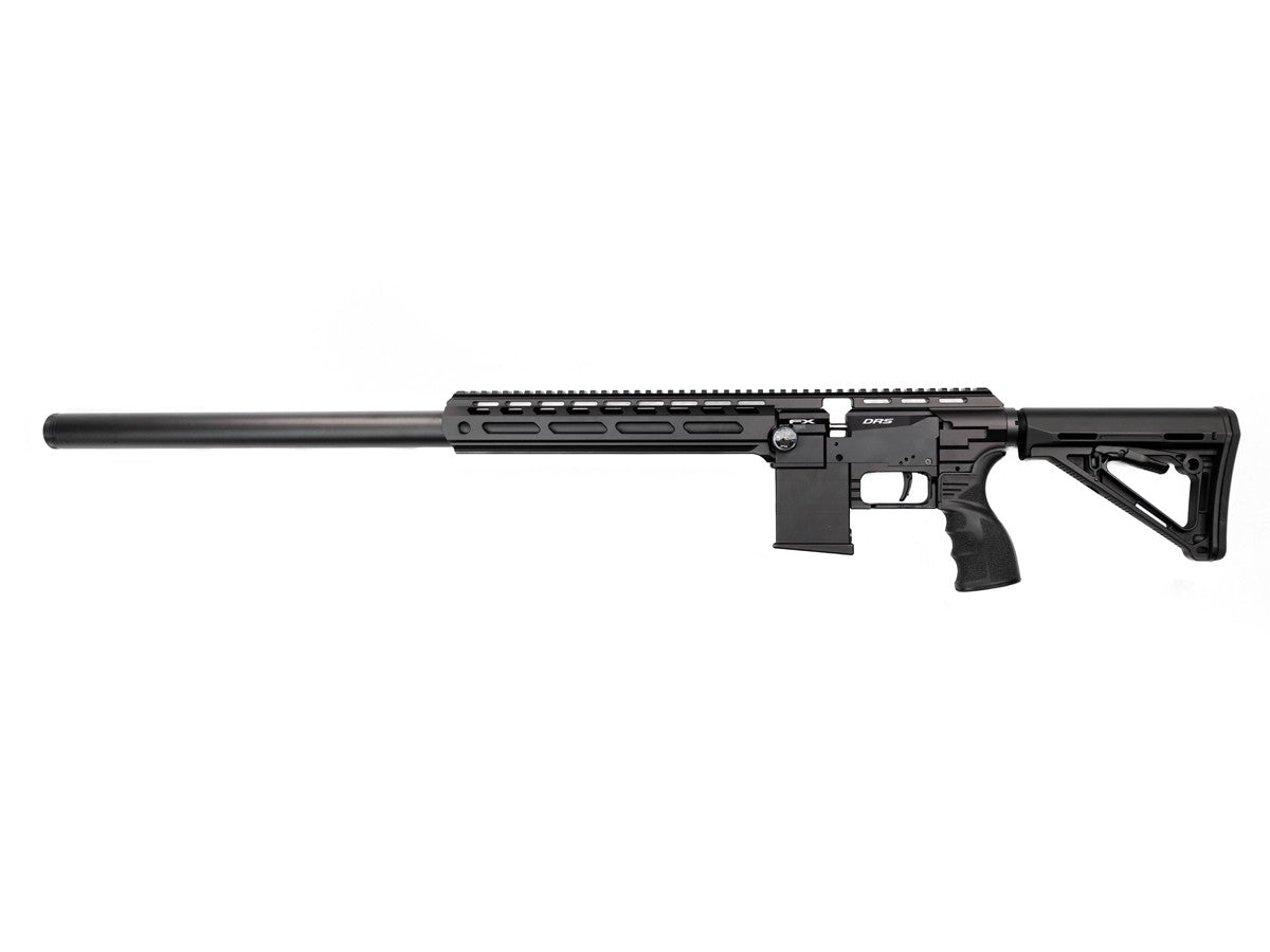 FX DRS Tactical  - Regulated . 25 caliber PCP Rifle with 700mm Barrel, DonnyFL Ronin Moderator and Sig Sauer Whiskey 3 Scope and mounts. Demo PCP, like brand new.