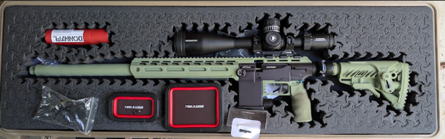 FX DRS Tactical  - Regulated .25 caliber PCP Rifle with 600mm Barrel, DonnyFL Yokozuna Moderator and CVlife 6-18x50 30mm Scope and mounts. Demo PCP, like brand new.  OD Color