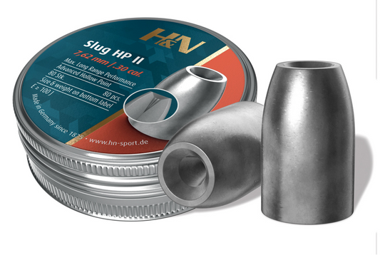 H & N Slug HP II .30 caliber 7.62mm and 7.64mm, 50gn and 54gn 80 slugs per tin
