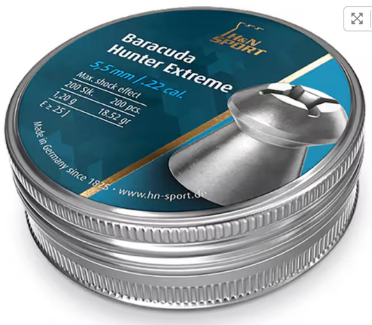 H&N Baracuda Hunter Extreme Pellets, .22 Cal, 18.52 Grains, Hollowpoint, 200ct