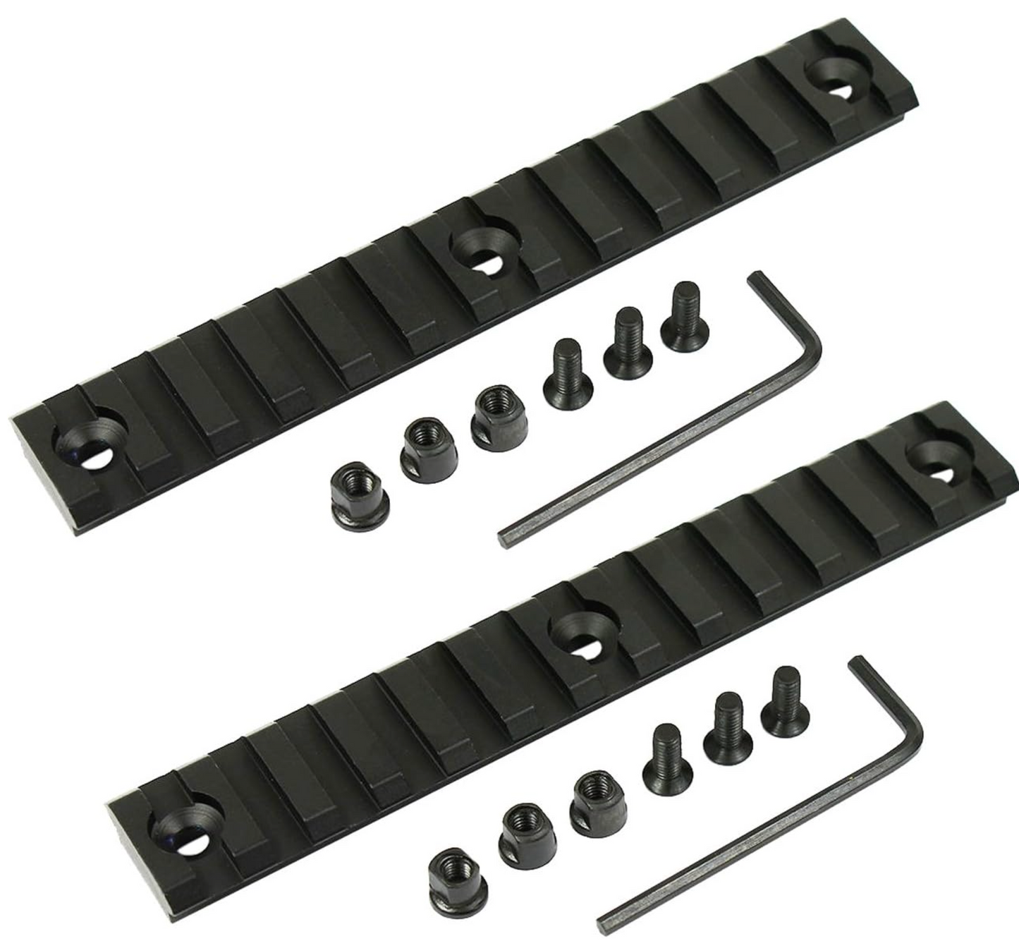 Hougou 13 Slot 5.25" Picatinny Rail Section for KeyMod  System Black (13 Slots / 2 Pack)