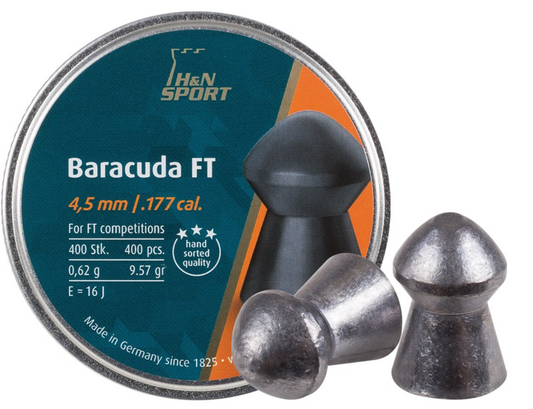 In Stock H&N Baracuda FT Pellets .177 and .1776 caliber, 9.57gn Head Size 4.51 and 4.50 - 400 Count