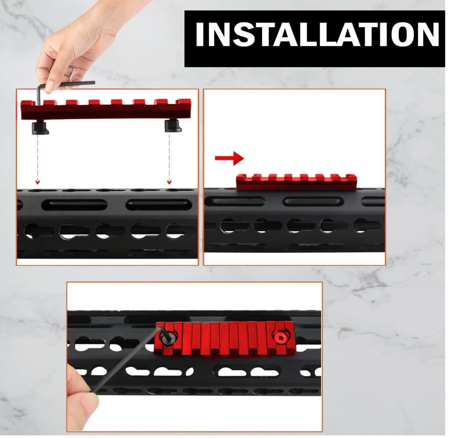 Gotical 13 Slots Aluminum Key mod Rail Section for KeyMod Thirteen Slot Picatinny Rail Red