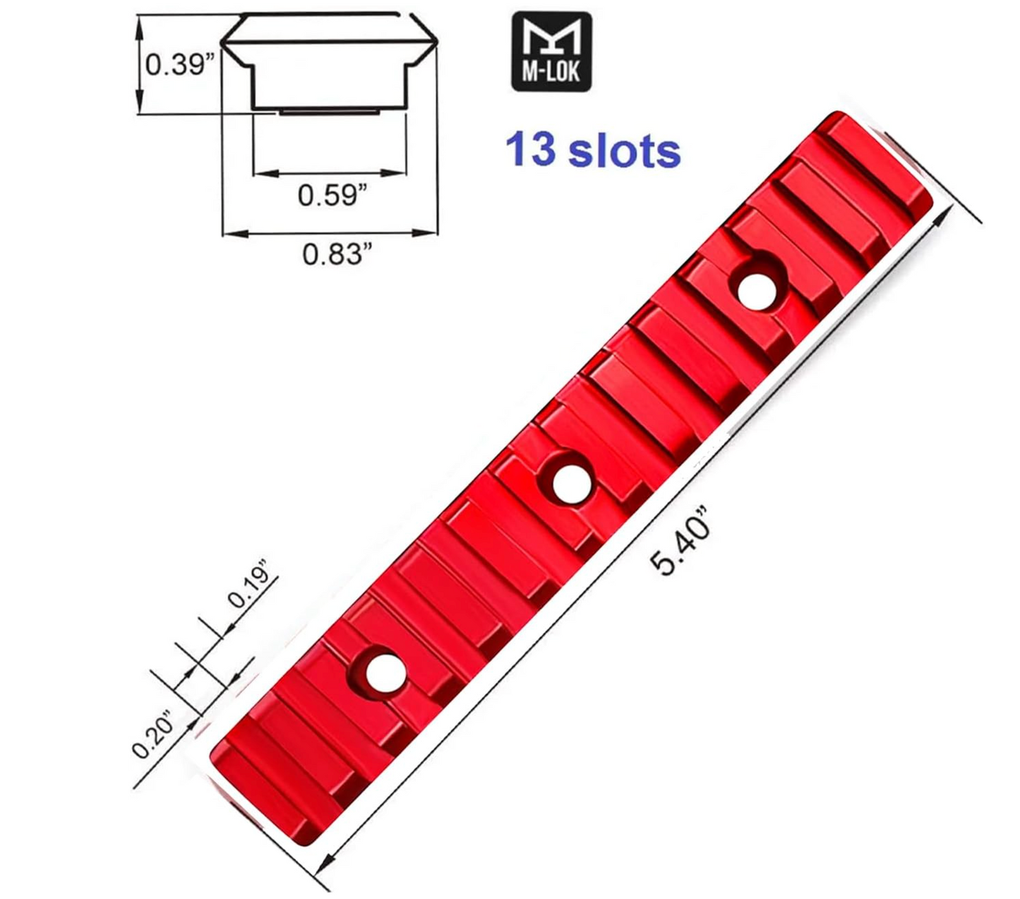 Gotical 13 Slots Aluminum Key mod Rail Section for KeyMod Thirteen Slot Picatinny Rail Red