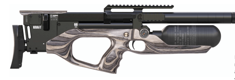 AirMaks Krait Standard Regulated PCP Rifle, 300cc Bottle (.22, .25 ...