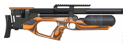 Krait Standard Regulated PCP rifle, available in .22 and .25 caliber with 300cc Bottle