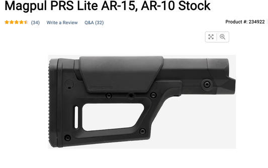 Magpul Stock PRS Lite Precision Rifle Adjustable AR-15, LR-308 Available in Black, FDE and OD Green