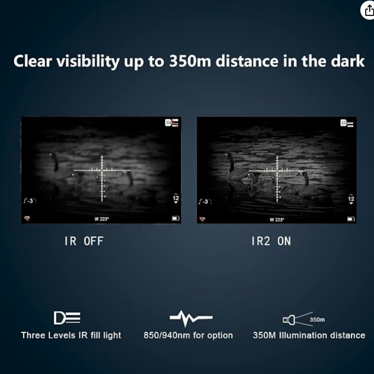 In Stock Pard NV008SP2LRF Night Vision Scope with Built-in Illuminator and Laser Rangefinder with Ballistics