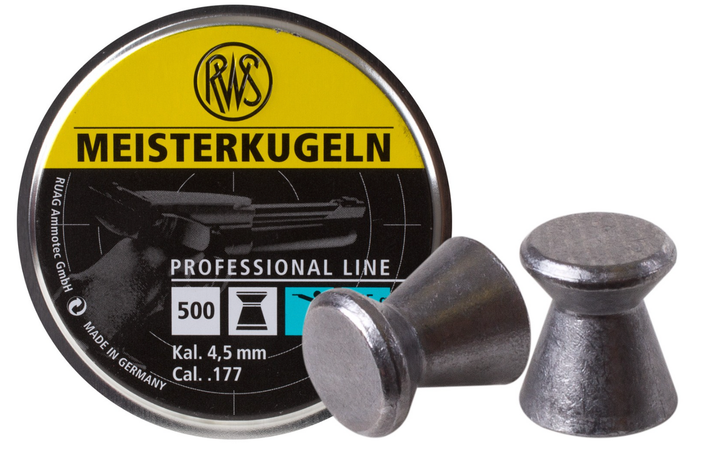 RWS Meisterkugeln Pistol .177 Cal, 7.0 Grains, Wadcutter Pellet, 500ct