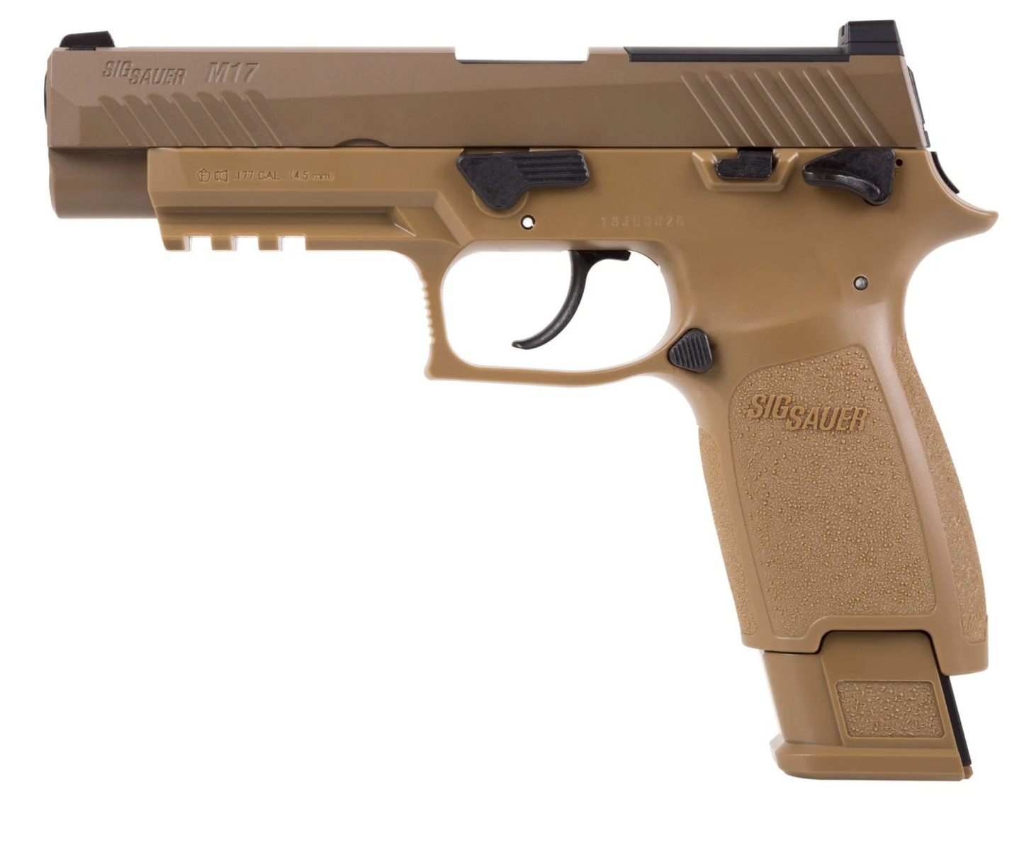 SIG Sauer M17 P320 ASP, CO2 Pellet Pistol, Tan .177 caliber