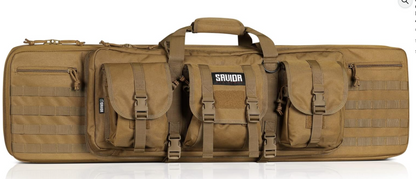 In Stock - Savior Equipment American Classic 51" Tactical Double Soft Gun Case Pistol Bag, Spacious Front Pockets, Padded Shoulder Strap Included, OD Green