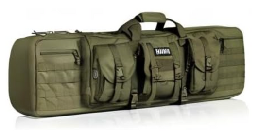 In Stock - Savior Equipment American Classic 51" Tactical Double Soft Gun Case Pistol Bag, Spacious Front Pockets, Padded Shoulder Strap Included, OD Green