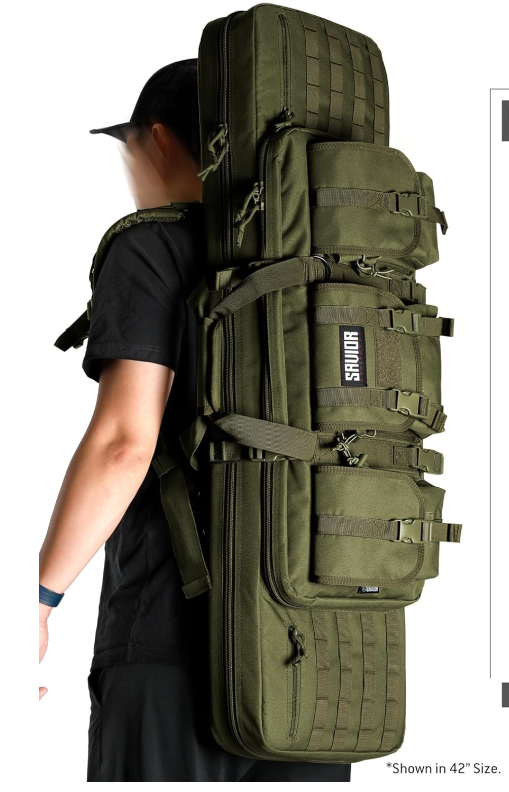 In Stock - Savior Equipment American Classic 51" Tactical Double Soft Gun Case Pistol Bag, Spacious Front Pockets, Padded Shoulder Strap Included, OD Green