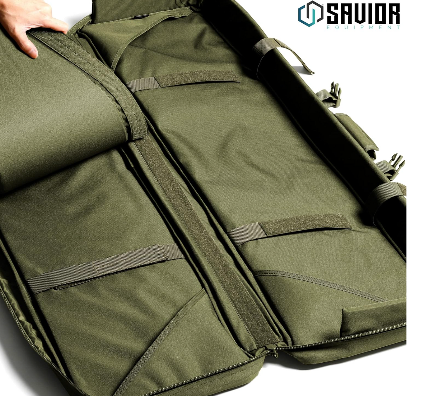 In Stock - Savior Equipment American Classic 51" Tactical Double Soft Gun Case Pistol Bag, Spacious Front Pockets, Padded Shoulder Strap Included, OD Green