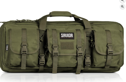 In Stock - Savior Equipment American Classic Shorty Tactical Double Short Soft Gun Case Pistol Bag, Spacious Front Pockets, Padded Shoulder Strap Included, OD Green and Coyote Tan