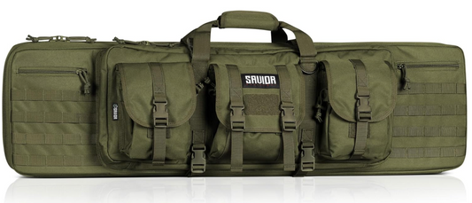 In Stock - 42"L x 24"W x 42"H Interior Savior Equipment American Classic Tactical Double Short Soft Gun Case Pistol Bag, Spacious Front Pockets, Padded Shoulder Strap Included, OD Green and Coyote Tan (Copy)