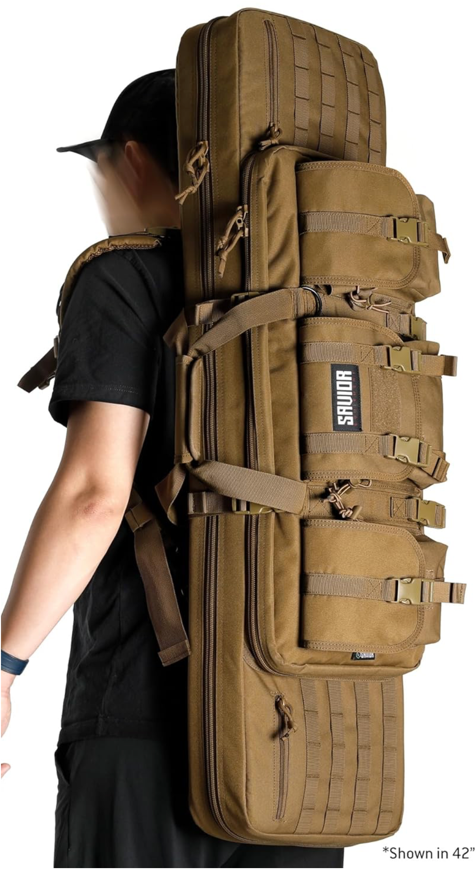 In Stock - 42"L x 24"W x 42"H Interior Savior Equipment American Classic Tactical Double Short Soft Gun Case Pistol Bag, Spacious Front Pockets, Padded Shoulder Strap Included, OD Green and Coyote Tan (Copy)