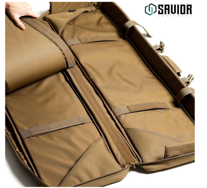 In Stock - 42"L x 24"W x 42"H Interior Savior Equipment American Classic Tactical Double Short Soft Gun Case Pistol Bag, Spacious Front Pockets, Padded Shoulder Strap Included, OD Green and Coyote Tan (Copy)