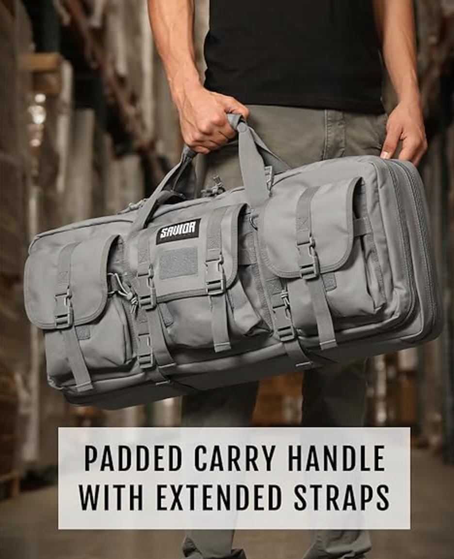 In Stock - Savior Equipment American Classic Shorty Tactical Double Short Soft Gun Case Pistol Bag, Spacious Front Pockets, Padded Shoulder Strap Included, OD Green and Coyote Tan