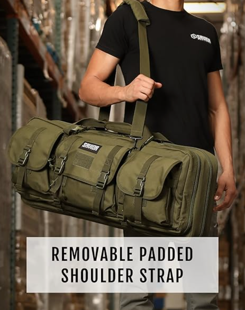 In Stock - Savior Equipment American Classic Shorty Tactical Double Short Soft Gun Case Pistol Bag, Spacious Front Pockets, Padded Shoulder Strap Included, OD Green and Coyote Tan